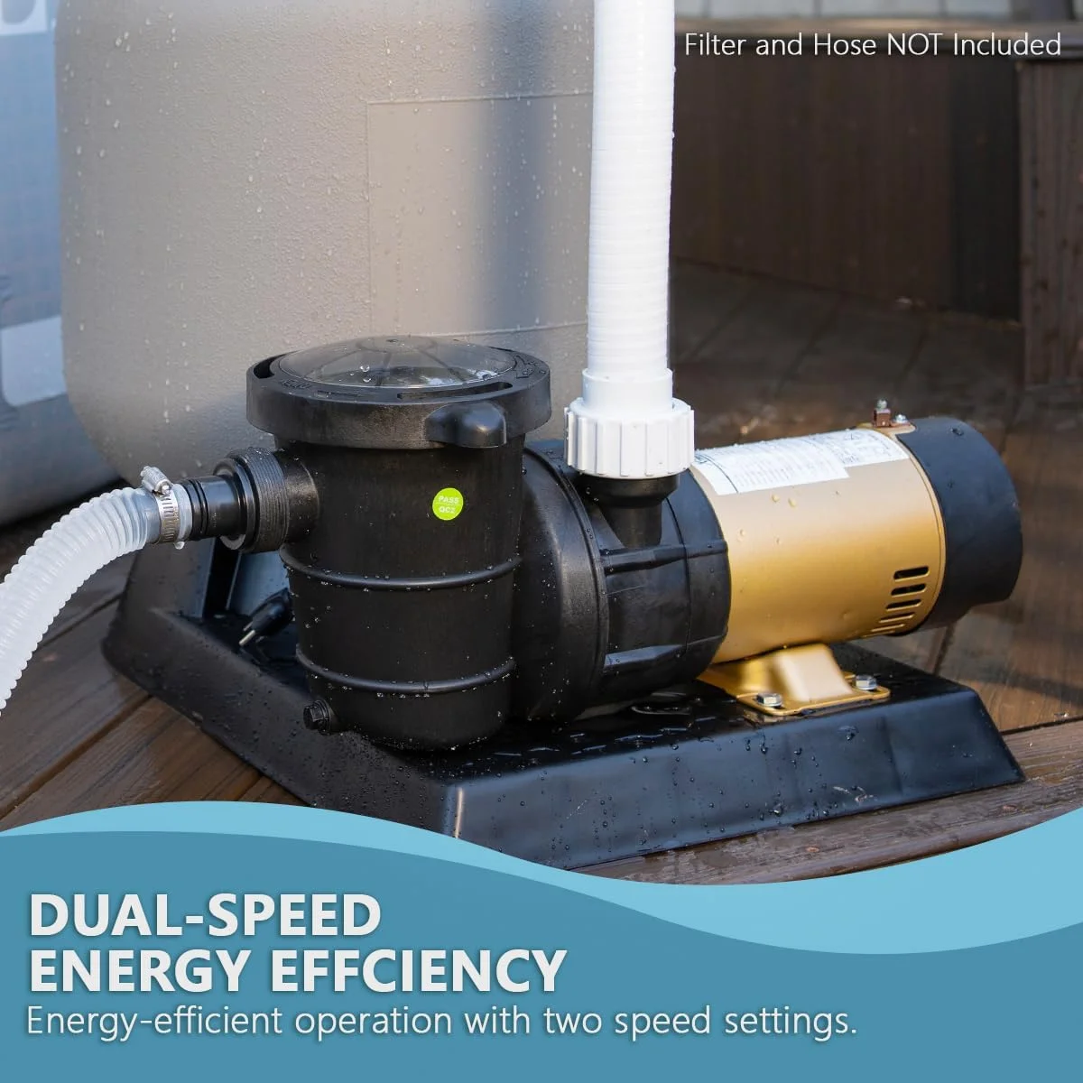 XtremepowerUS 1.5HP Above Ground Pool Pump, Dual Speed, Energy Efficient, High Flow, Large Basket