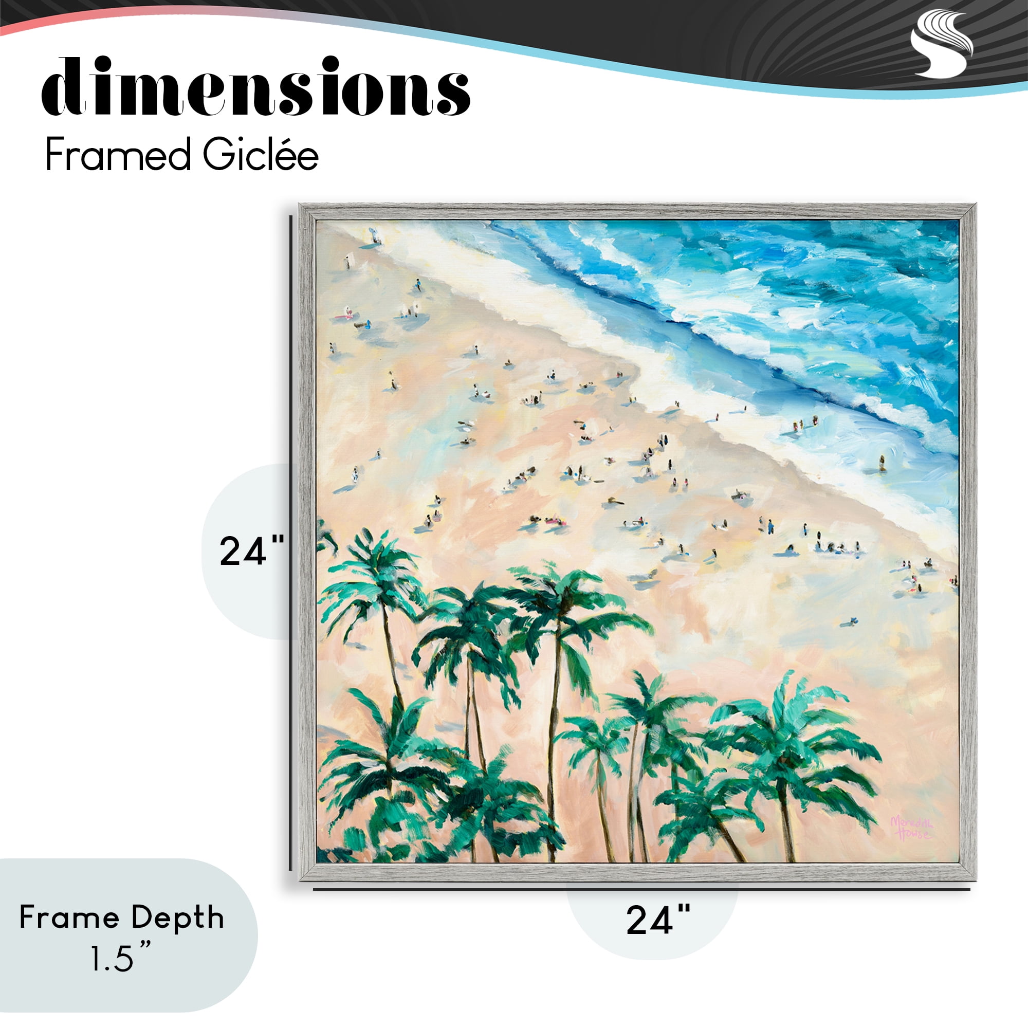 Stupell Industries Waikiki Beach Overview Gray Framed Giclee Art, design by Meredith Howse