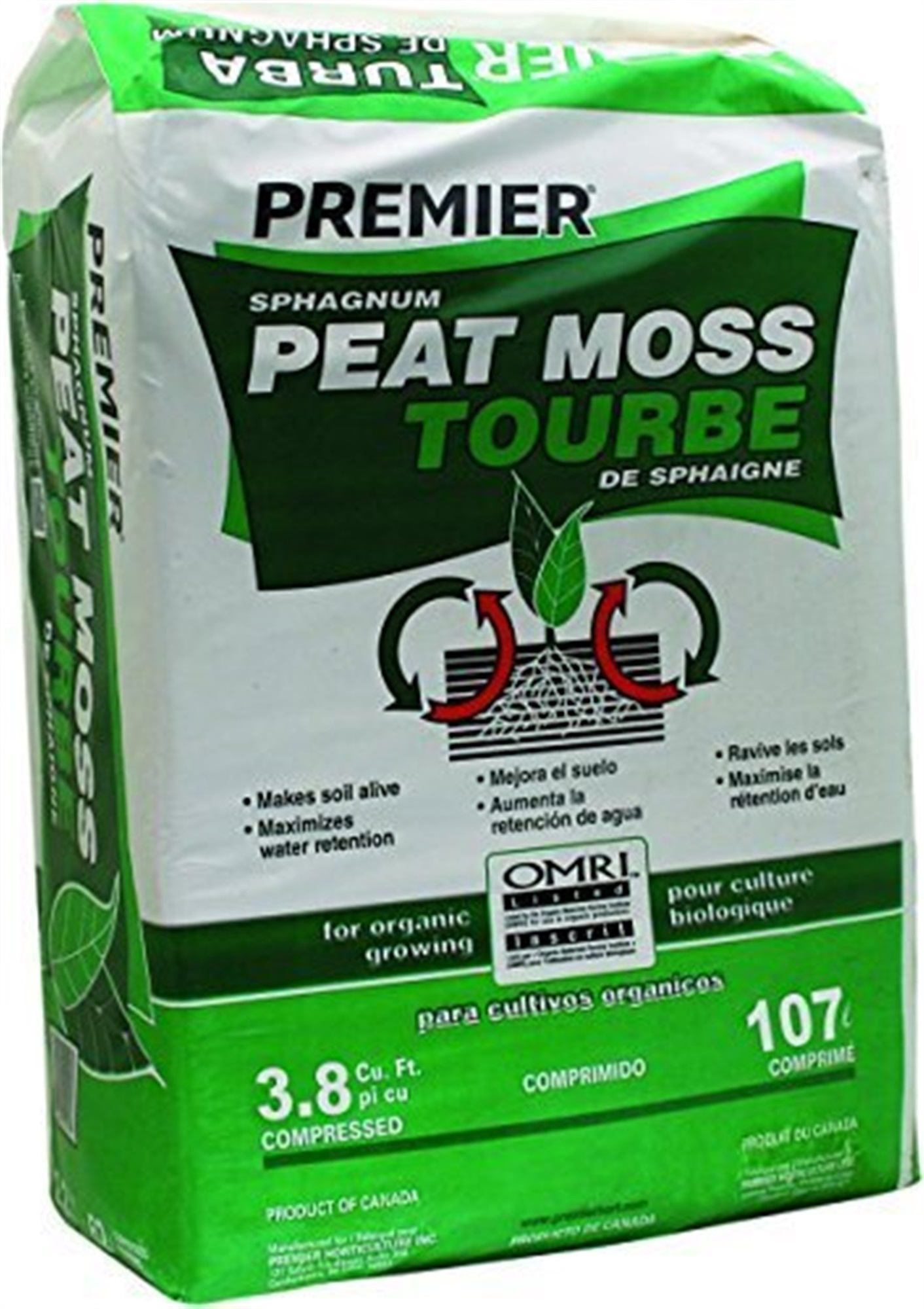 Premier Canadian Sphagnum Peat Moss - 10 Cups (Over 1/2 Gallon)