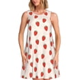 thumbnail image 1 of Balery Hand Drawn Strawberry Vestidos de verano para mujer con estampado: vestido holgado sin mangas, vestido playero informal y cómodo para días calurosos., 1 of 7