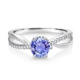 thumbnail image 2 of Gem Stone King 925 Sterling Silver Tanzanite and Moissanite Ring for Women (0.98 Cttw, Gemstone Birthstone, Size 6), 2 of 4