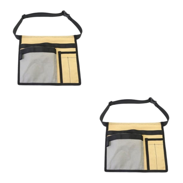Riwesomey Bolsa para delantal de herramientas con correa ajustable, resistente y resistente al desgarro, con 5 bolsillos, gris + caqui gris+caqui 2Conjunto