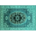 thumbnail image 1 of Ahgly Company Machine Washable Indoor Rectangle Oriental Turquoise Blue Industrial Area Rugs, 5' x 8', 1 of 4