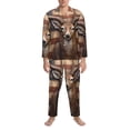 thumbnail image 3 of Hirioo Deer American Flag Wall for Men's Pajama Sets 2 Piece Pjs Men's Long-Sleeved Pajama Set Button Down Sleepwear,S-XXL-Small, 3 of 7