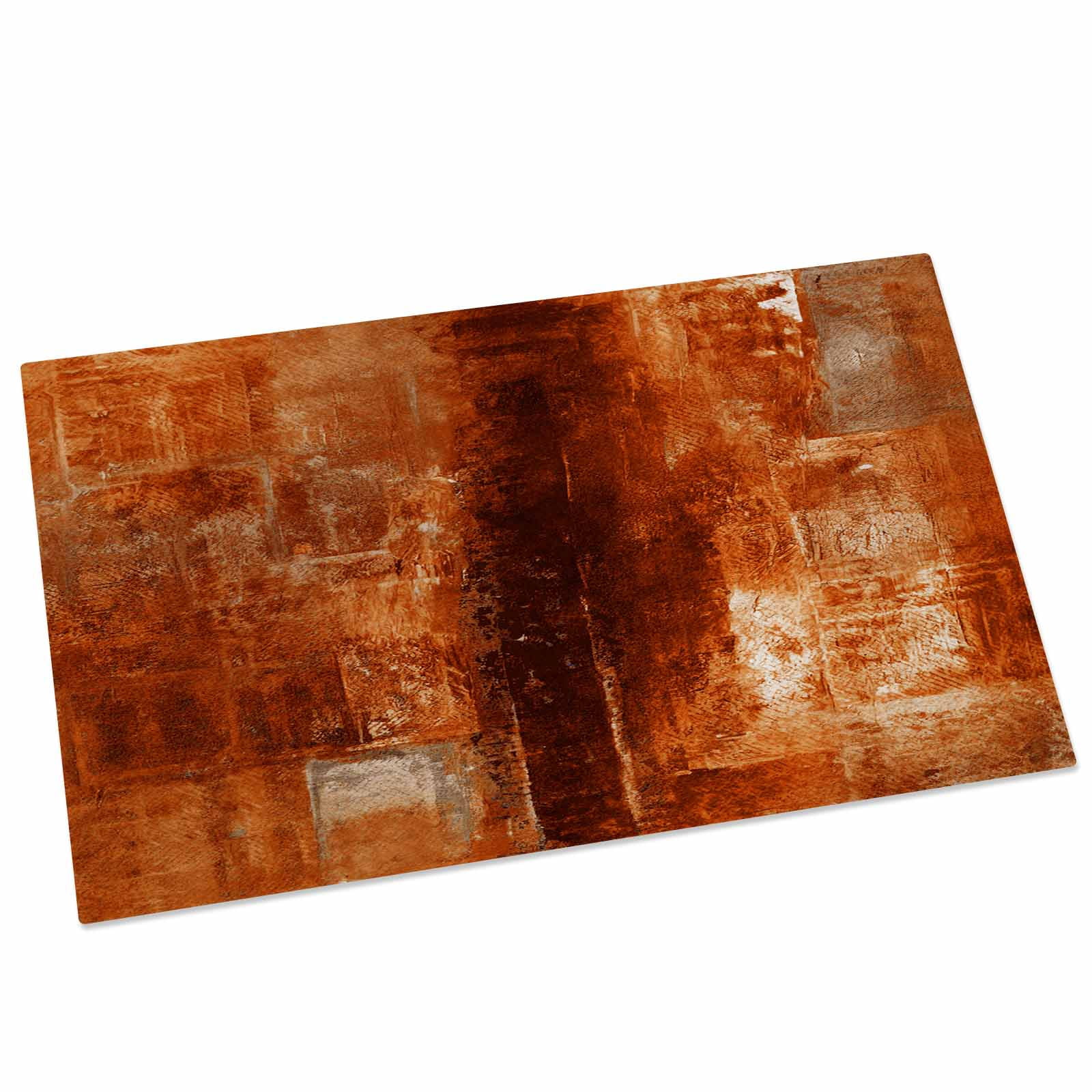 Burnt Orange Indoor Door Mat - 20"x31.5", Non-Slip Welcome Mat for Outdoor, Oil Painting Modern Abstract Art Vintage Front Doormat for Entry, Low-Profile Doormat Entrance Rug for Kitchen/Bathroom