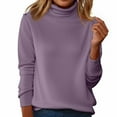 thumbnail image 2 of Fshiont Women's Turtleneck Sweater Long Sleeve Casual Knit Pullover Chunky Fall Winter Jumper Top 2025 Purple 3XL, 2 of 6