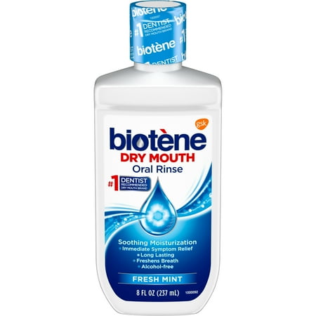 Biotene Fresh Mint Moisturizing Oral Rinse Mouthwash, Alcohol-Free, for Dry Mouth, 8