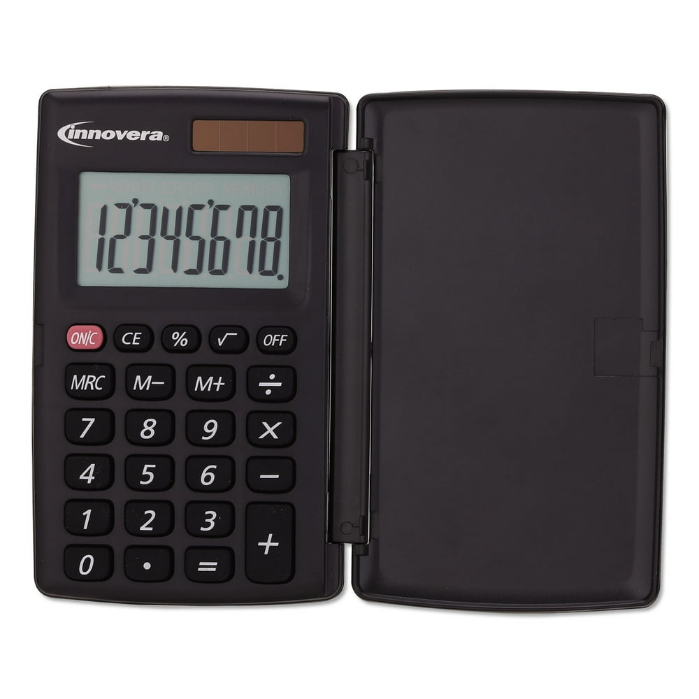 Innovera 15921 Pocket Calculator with Hard Shell Flip Cover, 8Digit