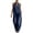 Dark Blue, variant on Women's Denim Two Piece Set, Sleeveless Halter V Neck Top and Wide Leg Jeans, Casual Summer Outfit, Street Style and Vacation Wear​-Black