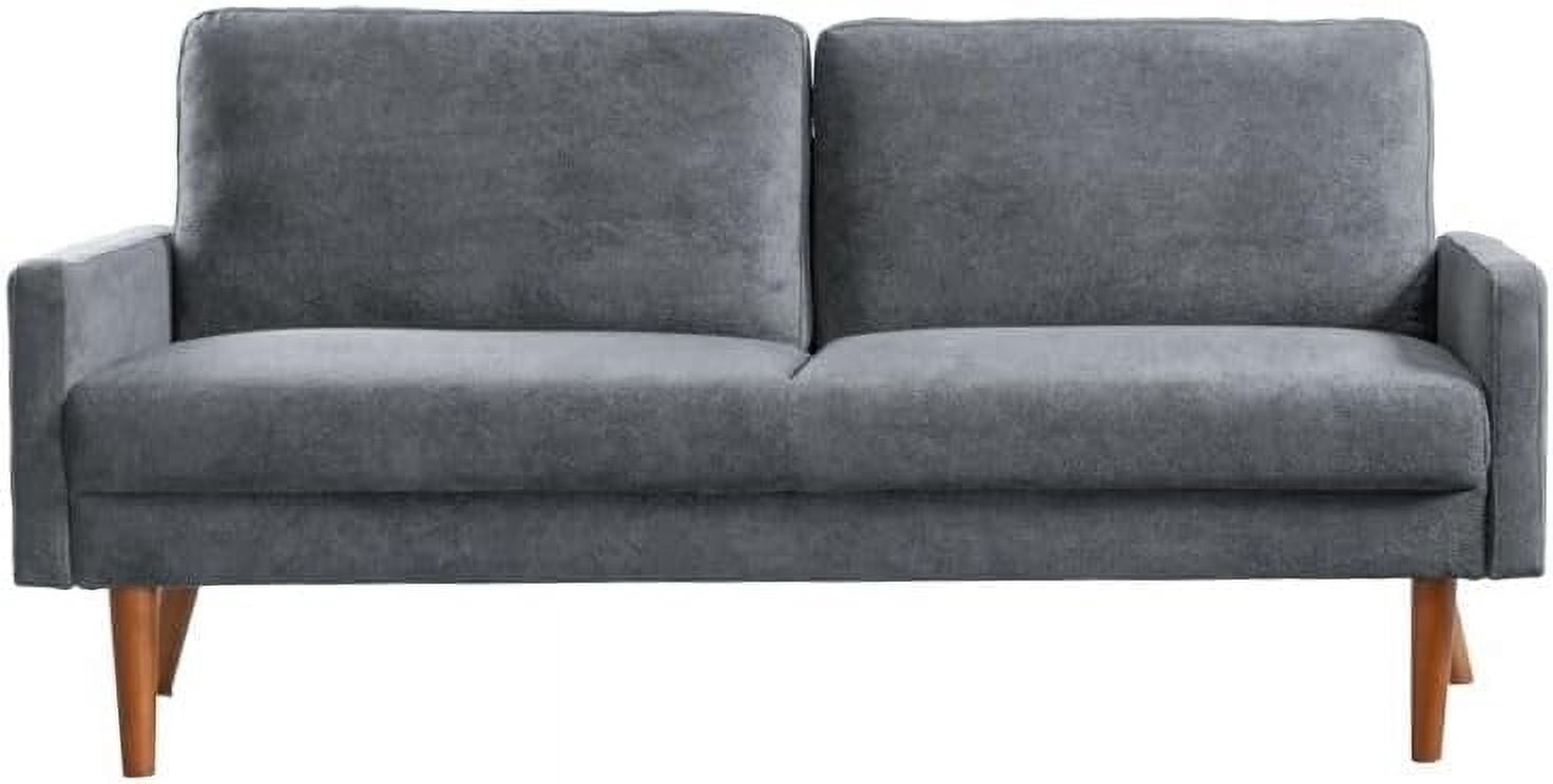 US Pride Furniture 67 in. Wide Square Arm Velvet Modern Rectangle Sofa in Grey