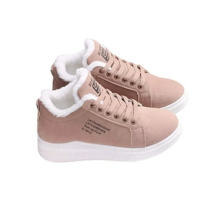 

Ymiytan Women Warm Casual Shoes Wedge Snow Boots Plush Lining Platform Sneakers Cold Weather Sneaker Breathable Lace Up Winter Shoe Brown with Plush Lined 4.5