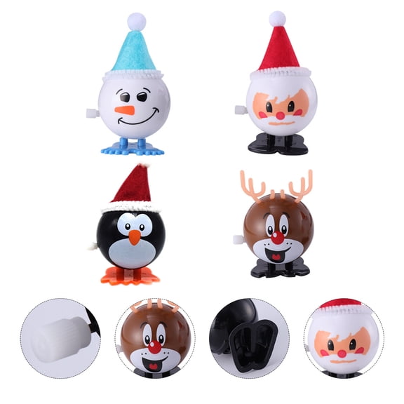 RENACLIPY 4 Pcs Wind-Up Racing Toys Set Plastic Clockwork Christmas Holiday Celebration Fun