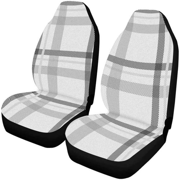 RYLABLUE Ensemble de 2 Housses de Siège Auto Motif à Carreaux Gris Universel Protecteur de Sièges avant Auto Convient pour Voiture, VUS Berline, Camion