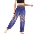 thumbnail image 2 of Lu's Chic Women's Boho Pants Smocked Waist Hippie Harem Yoga Gypsy Palazzo Summer Beach Pants Navy One Size, 2 of 5