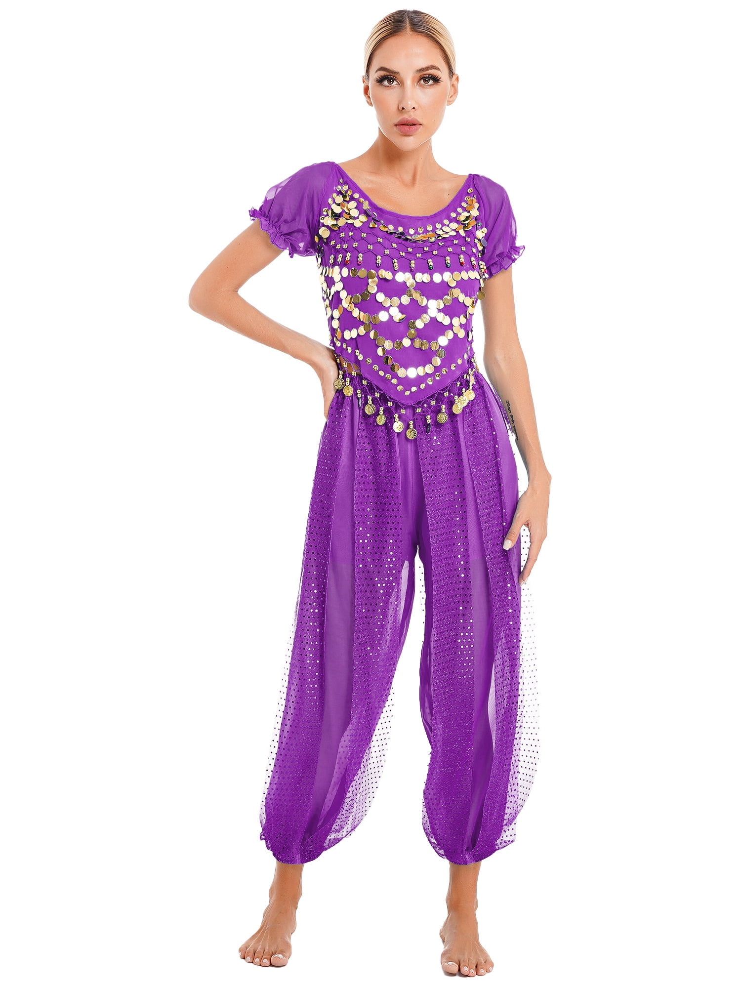 Aislor Belly Dance Costume for Women Dancing Top and Lantern Pants