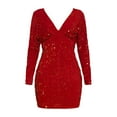 thumbnail image 3 of Fsqjgq Flowy Dress Female A Line Women's Dresses Sequin Evening Party Formal Dress Elegant Bodycon Mini Dresses Red Size M, 3 of 4
