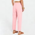 thumbnail image 6 of Lumtrix Cotton Linen Pants for Women 2026 Summer Drawstring High Waisted Capri Wide Leg Beach Vacation Trousers with Pockets Pink L, 6 of 7