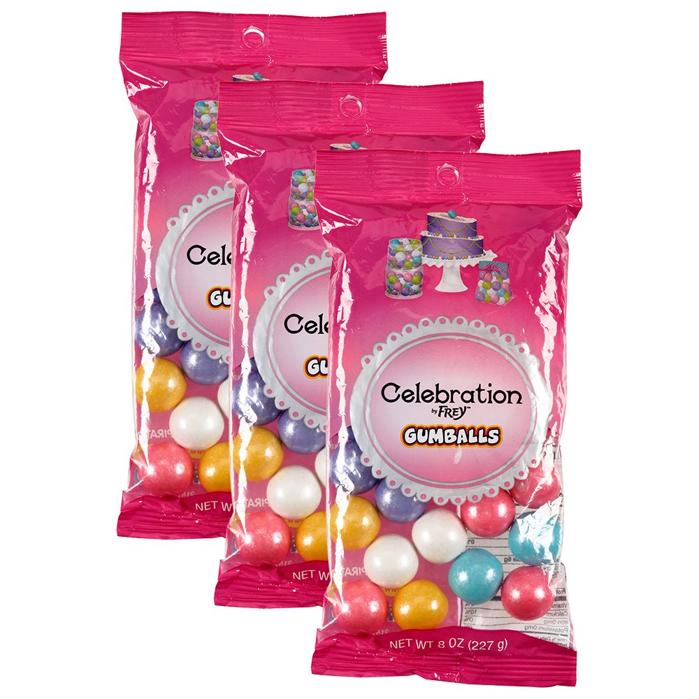 (3 Pack) Celebration Gumballs, 8.0 OZ
