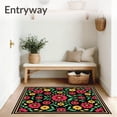 thumbnail image 3 of ODIKA 4'x6' Machine Washable Non-Slip Area Rug, Vintage Botanical Anti Slip with Backing High Traffic Rug, Red, 480661, 3 of 5