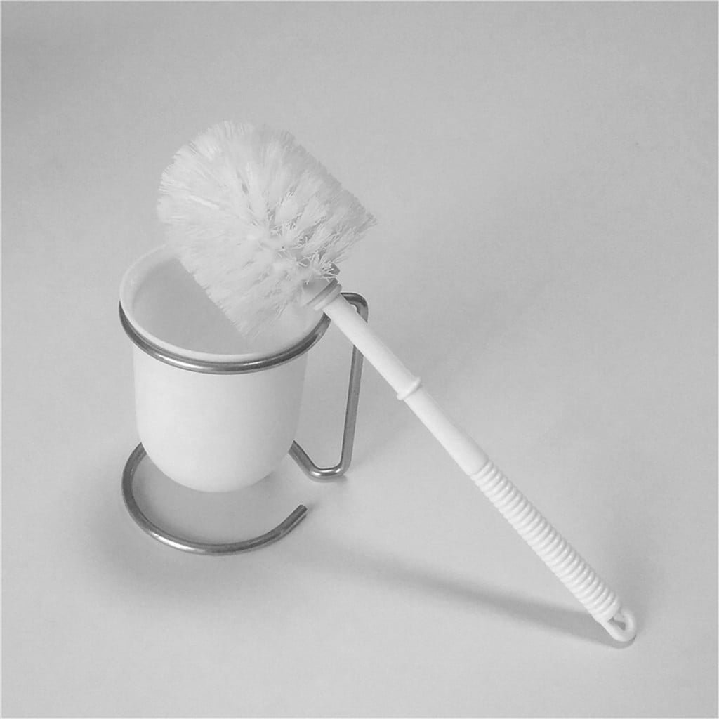 Chrome Space Aluminum Wall Mount Toilet Brush With Frosted Glass Holder Cup Kits 