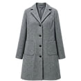 thumbnail image 4 of Afelkas Women Winter Wool Coat Single Breasted Notched Lapel Knee Length Midi A-Line Peacoat with Pockets, 4 of 5
