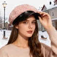 thumbnail image 2 of XIAOCHA Womens Mixed Newsboy Cap Solid Curved Brim Casual Hangout Newsboy Hats,Pink, 2 of 4