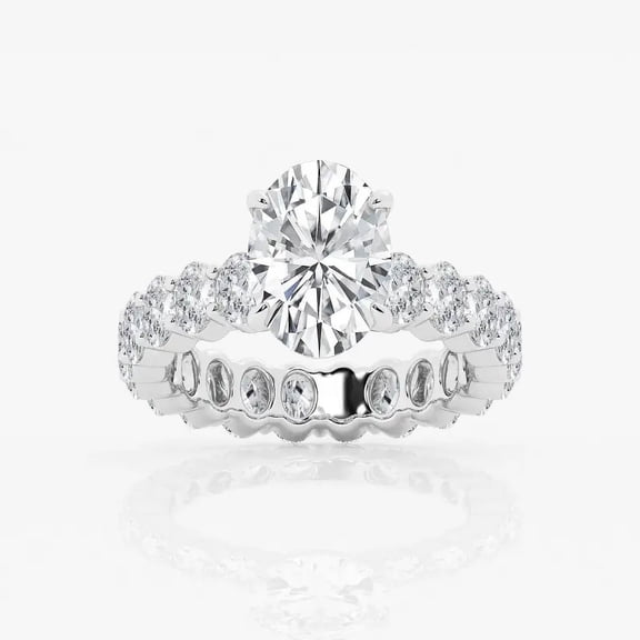 Cloud Jewelry Elegant 1.6 Ct Oval Cut Moissanite Ring - Engagement Wedding Solitaire with Accents - Crafted in 14K White Gold Plated - Perfect for Celebrations and Gifts for Her