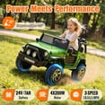 thumbnail image 3 of Sunnyfree 24 Volt Ride on Toys, 4WD 800W Power Car Wheel with Remote, 24V Ride ons with 2 Seater, Electric Car for Kids with Bluetooth, LED Lights, Seat Belt & Lockable Doors, 3-8, Green, 3 of 13