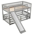 thumbnail image 5 of Harper & Bright Designs Twin over Twin Low Bunk Bed with Slide, Multifunctional Wooden Floor Bunk Bed Frame with Small Door for Boys Girls, Grey, 5 of 9