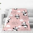 thumbnail image 4 of Cauagu Panda Flying in the Sky Between Clouds and Star Pattern Flannel Bed Blankets,Fleece Blanket Comfortable Air Conditioning Blanket for Sofa Bed Travel Couch & Living Room -60"x50", 4 of 8