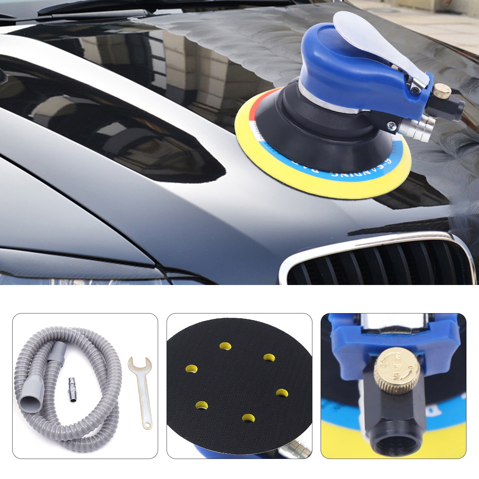 6'' Palm Air Sander Random Orbital Auto Body orbit DA Sander Tools 10000 RPM for Rust Removal