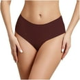 thumbnail image 2 of Odbmxy Plus Size Panties for Women High Cut Seamless Women's Underwear Brown Solid Color Breathable Thong Briefs Panties, 2 of 4
