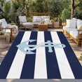 thumbnail image 3 of Fsddascl Navy Blue Stripe Nautical Outdoor Rug for Patio/Deck/Porch, Non-Slip Large Area Rug 5 x 8 Ft, Aqua Anchor Summer Coastal Indoor Outdoor Rugs Washable Area Rugs, Camping Rug Carpet, 3 of 5