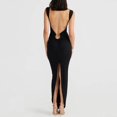 thumbnail image 5 of Women's Sexy Neon Asymmetrical Spaghetti Strap Dress Deep V-Neck Sleeveless Bodycon Midi Club Dress, 5 of 9