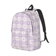 thumbnail image 2 of Daiia Floral Purple Buffalo Plaid Vintage Canvas Backpack for Men and Women ,Hiking Backpack,Travel Laptop Bag for School,Large Capacity Backpack, 2 of 8