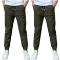 thumbnail image 1 of Odeerbi 3-13 Años Niños 2 Pcs Algodón Lino Pantalones de Deporte Deportivo Entrenamiento de Verano Pantalones de Jogger de Color Sólido Casual Pantalones Sueltos, 1 of 6