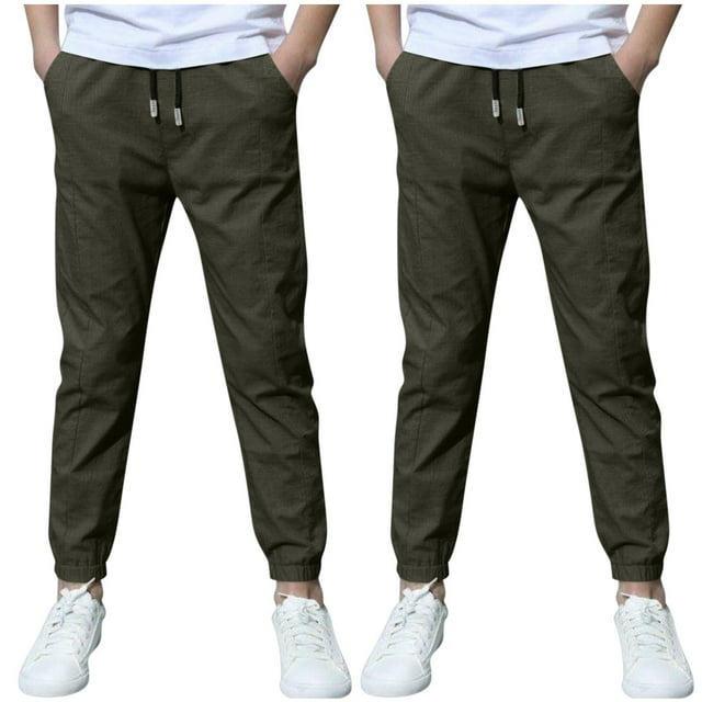 Odeerbi 3-13 Años Niños 2 Pcs Algodón Lino Pantalones de Deporte Deportivo Entrenamiento de Verano Pantalones de Jogger de Color Sólido Casual Pantalones Sueltos