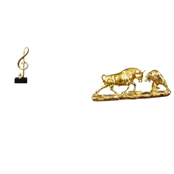 Figura de escritorio,Escultura de nota musical para escritorio,oficina,decoración del hogar,Estatua de escritorio,Figura decorativa de pelea de toros y osos,Colecciones de esculturas de
