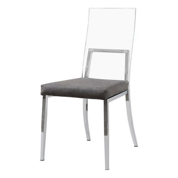Furniture of America Hartly Metal Padded Dining Chair in Chrome (Set of 2)