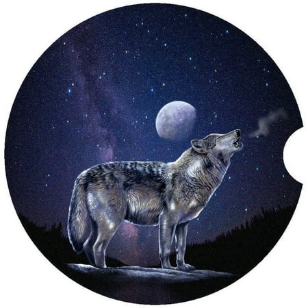

Wolf Car Coaster Absorbent Stoneware Car Cup Holder Coaster Set of 2