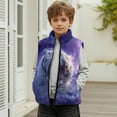 thumbnail image 6 of Xoenoiee Galaxy Tiger Print Boys Polar Fleece Zipper Vest Kids Sleeveless Stand Collar Jacket Outerwear with Pockets for Travel Sports Running, Size 2T, 6 of 7