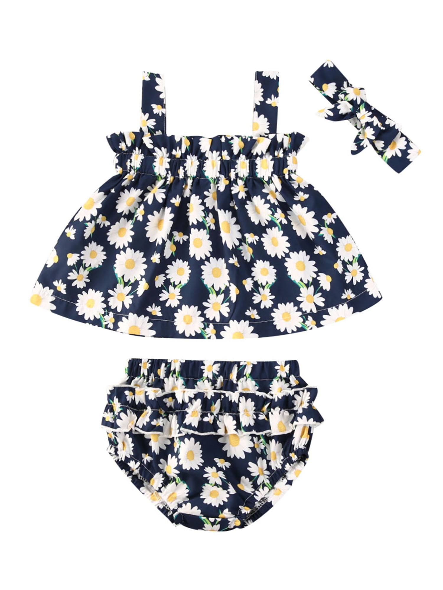 Girls Top Shorts Ditsy Flower Daisy Print Outfit Vest Baby Sun Set 3-18 Months