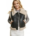 thumbnail image 2 of Love Tree Women's Juniors Faux Leather Shearling Vest (Truffle, Small), 2 of 2