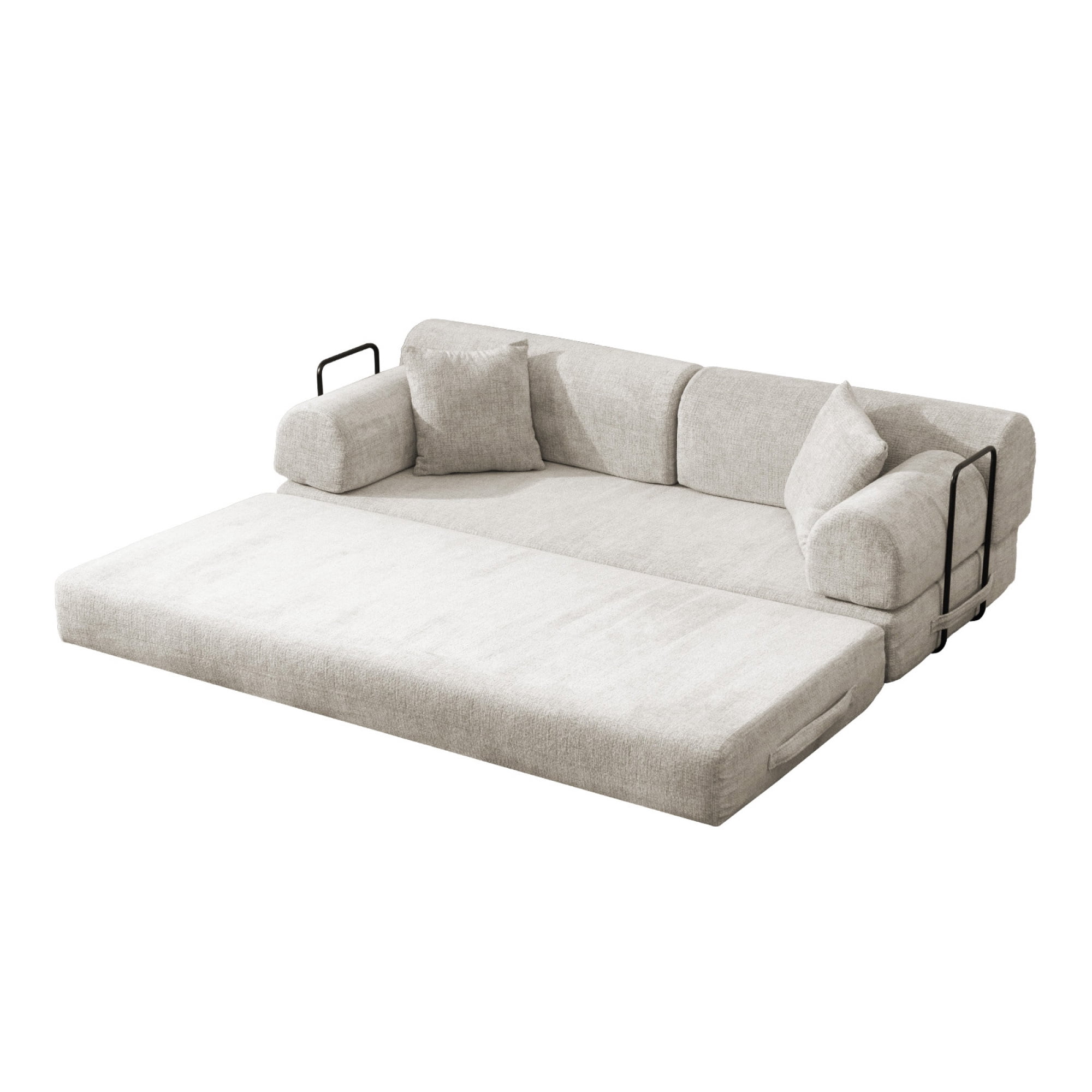 Leumius 78" Convertible Sleeper Sofa Bed,Folding Mattress Couch with Fixed-Shape Frame,Floor Sofa Lounge Couch for Living Room Bedroom,Light Camel
