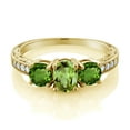 thumbnail image 2 of Gem Stone King 2.02 Ct Green Peridot Green Chrome Diopside 18K Yellow Gold Plated Silver Moissanite Ring (Size 8), 2 of 4