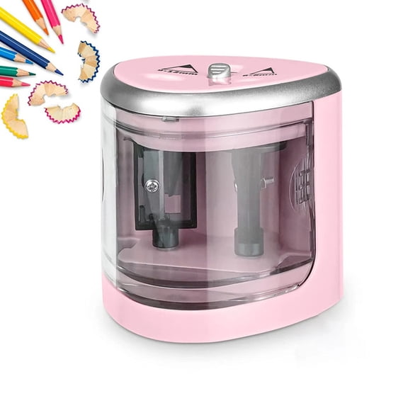 CCOCC Electric Pencil Sharpener Double Hole Portable Pencil Sharpener Battery Operated Pen Pink