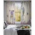 thumbnail image 3 of Purple Flowers Sheer Curtains 54 Inch Length 2 Panels Set for Living Room/Bedroom, Weeping Spring Floral Bicycle Retro Art Kitchen Curtains Grommet Semi-Sheer Curtains Window Treatments 42"x54"x2, 3 of 7