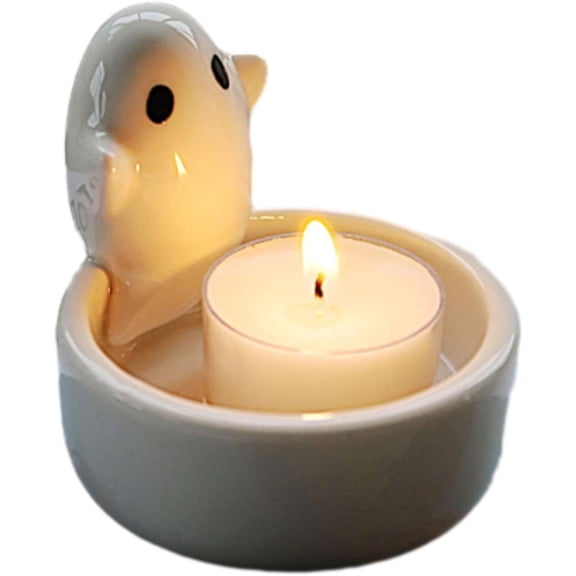 Ghost Candle Holder, Ghost Candle Holder Candle Lamps, Handmade Ceramic Candlestick, Halloween Decor & Aromatherapy Candle Stick, Ceramic Candlestick Cartoon Cute Ghost (1pc)