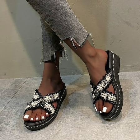 

Aayomet Sandals Women Women S Beach Sandals Hollow Casual Slippers Flat Shoes Retro Sandals Black 7