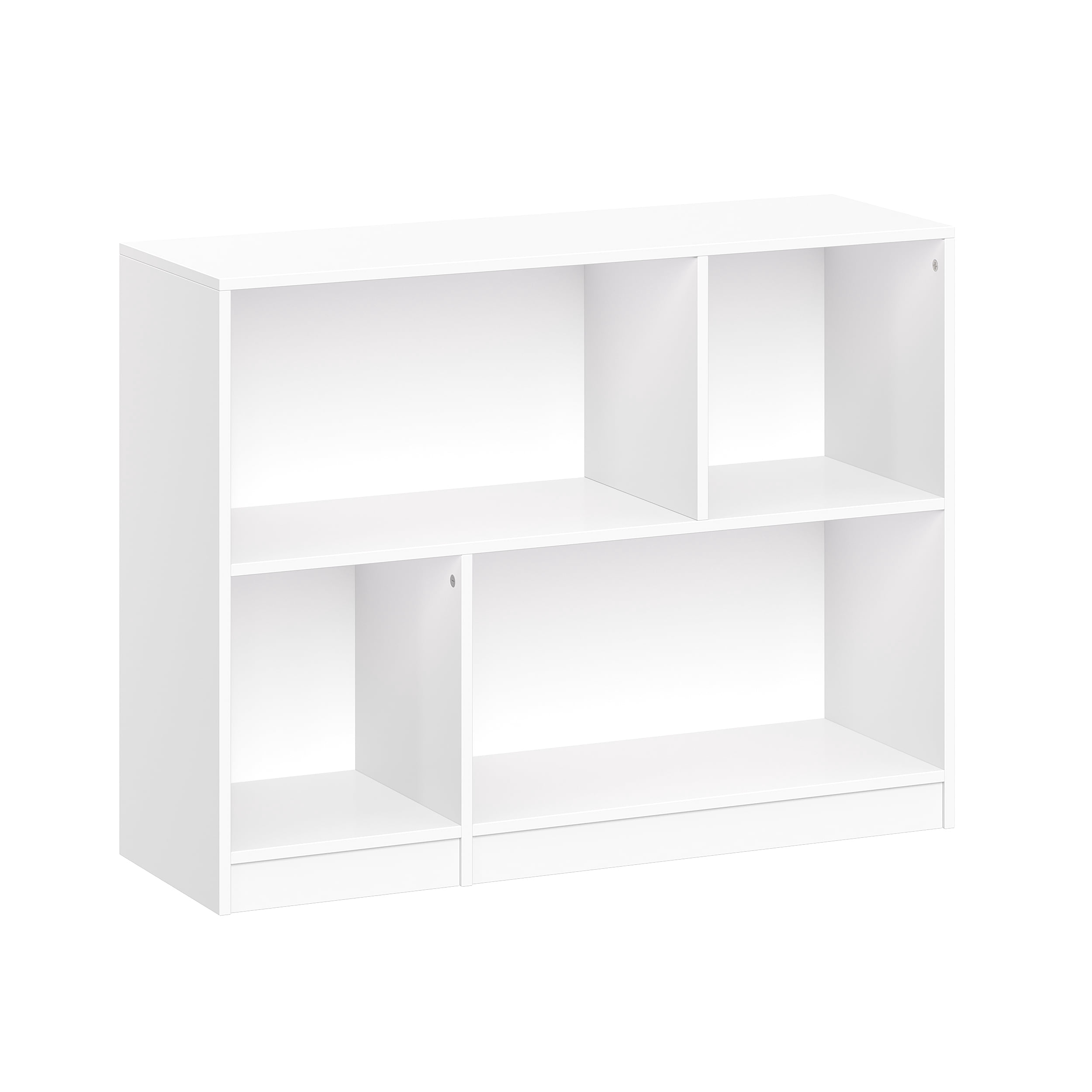 RiverRidge Kids Horizontal Bookshelf Toy Organizer with 2 Open Shelves & 2 Cubbies - White